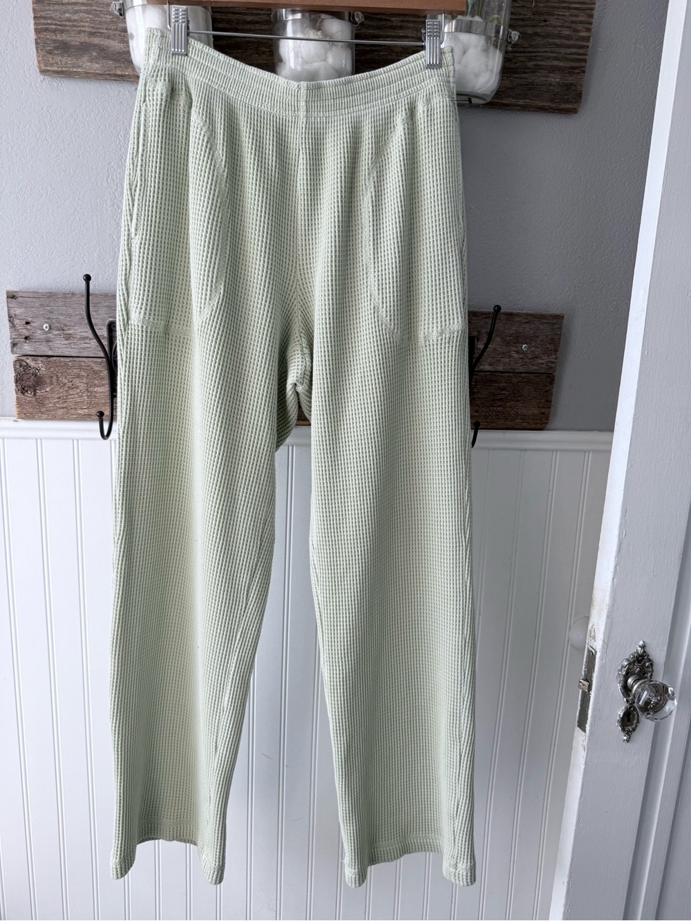 aerie Light Green Waffle-Knit Flare Pants